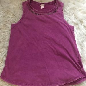 Fuchsia studded collar tank top